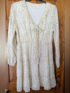 Before You (with love from atl)  Long Sleeve Tiered Mini Dress w/ Dots & Ruffles